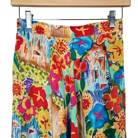 Breeches Vintage 100% Silk Gardengirl Floral Skirt Vibrant Color Women's Size 4 - Picture 3 of 10